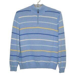 BROOKS BROTHERS 1/4 Zip Pima Cotton Striped Sweater